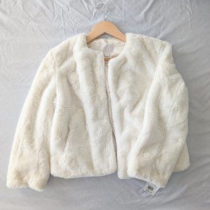 David's Bridal Faux-fur 3/4 Sleeve Open Front Cropped Jacket